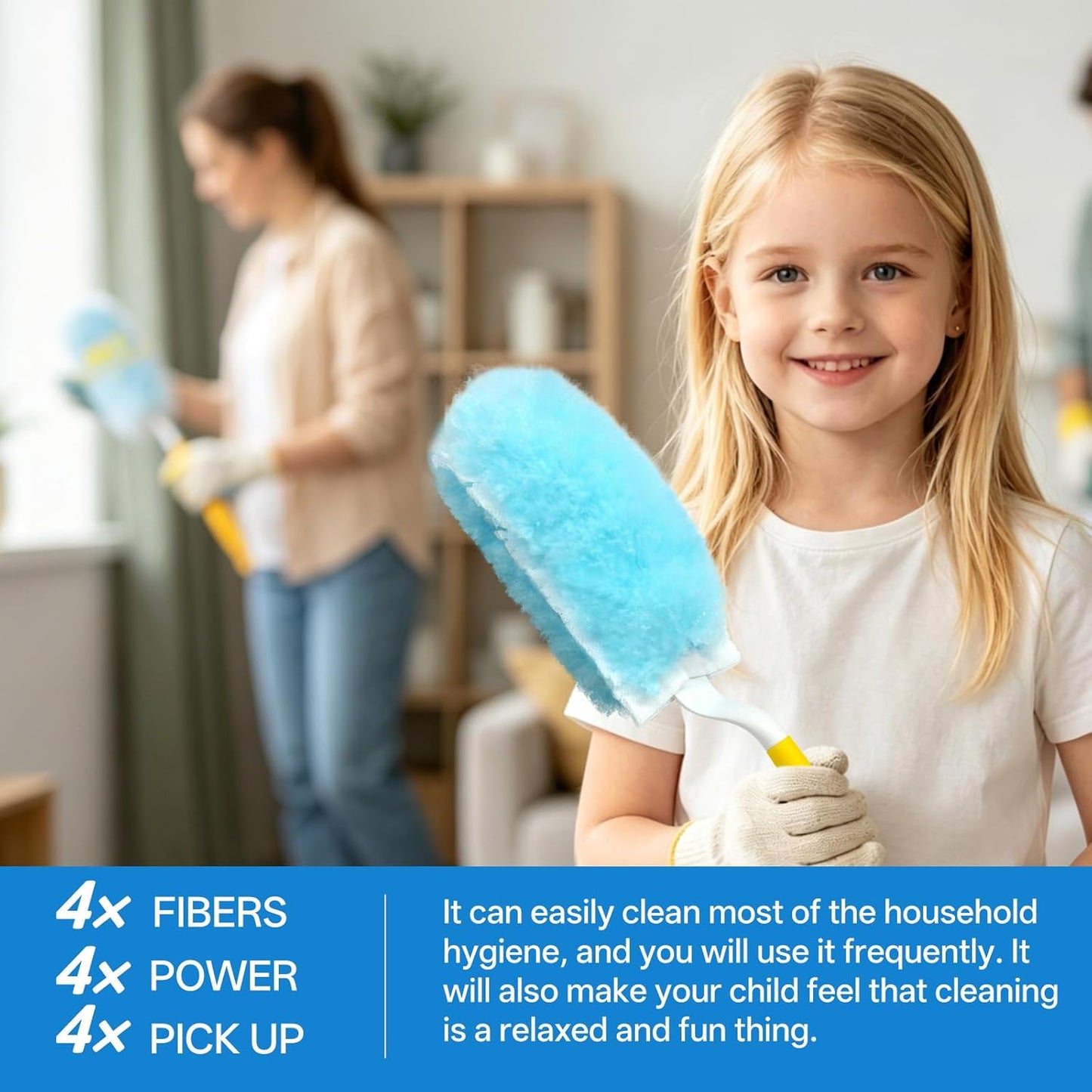 40 Count Duster Refills, Compatible with Swiffer Static Dust Removal Brush Disposable Replacement Head, Double-Sided 360° Duster Refills with 1 Handle, 5X Microfibers, Furniture, Blinds, Ceiling Fans