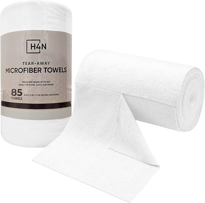 H4N Microfiber Cleaning Cloth Roll, 85 Pack Micro Fiber Wash Cloths by H4N