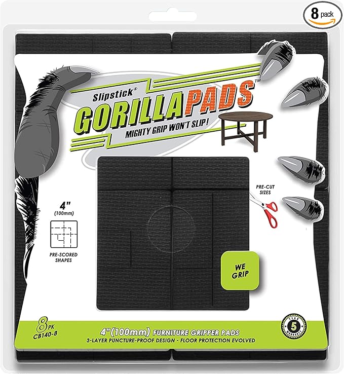 GorillaPads Non Slip Furniture Pads/Floor Grippers Pre-Scored to Cut to by Slipstick