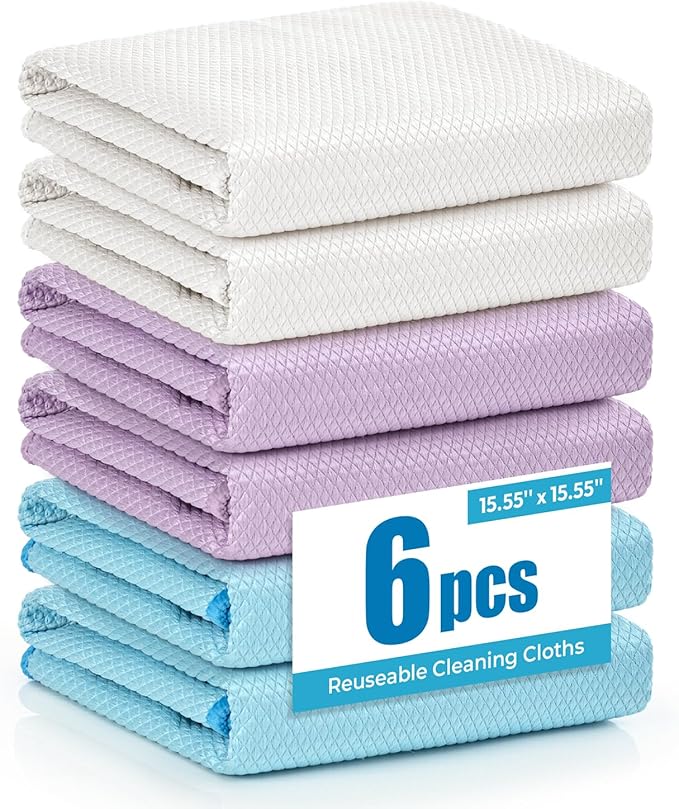 Nanoscale Microfiber Cloths 15.55”x 15.55”, Glass Window Mirror Stainless Steel by Tekswip
