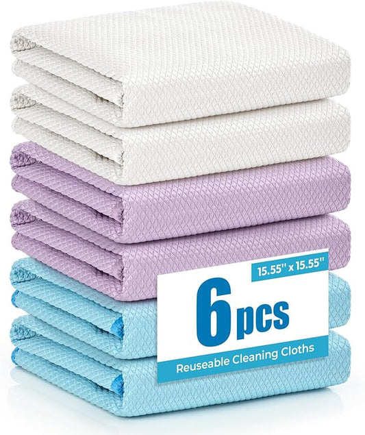 Nanoscale Microfiber Cloths 15.55”x 15.55”, Glass Window Mirror Stainless Steel by Tekswip