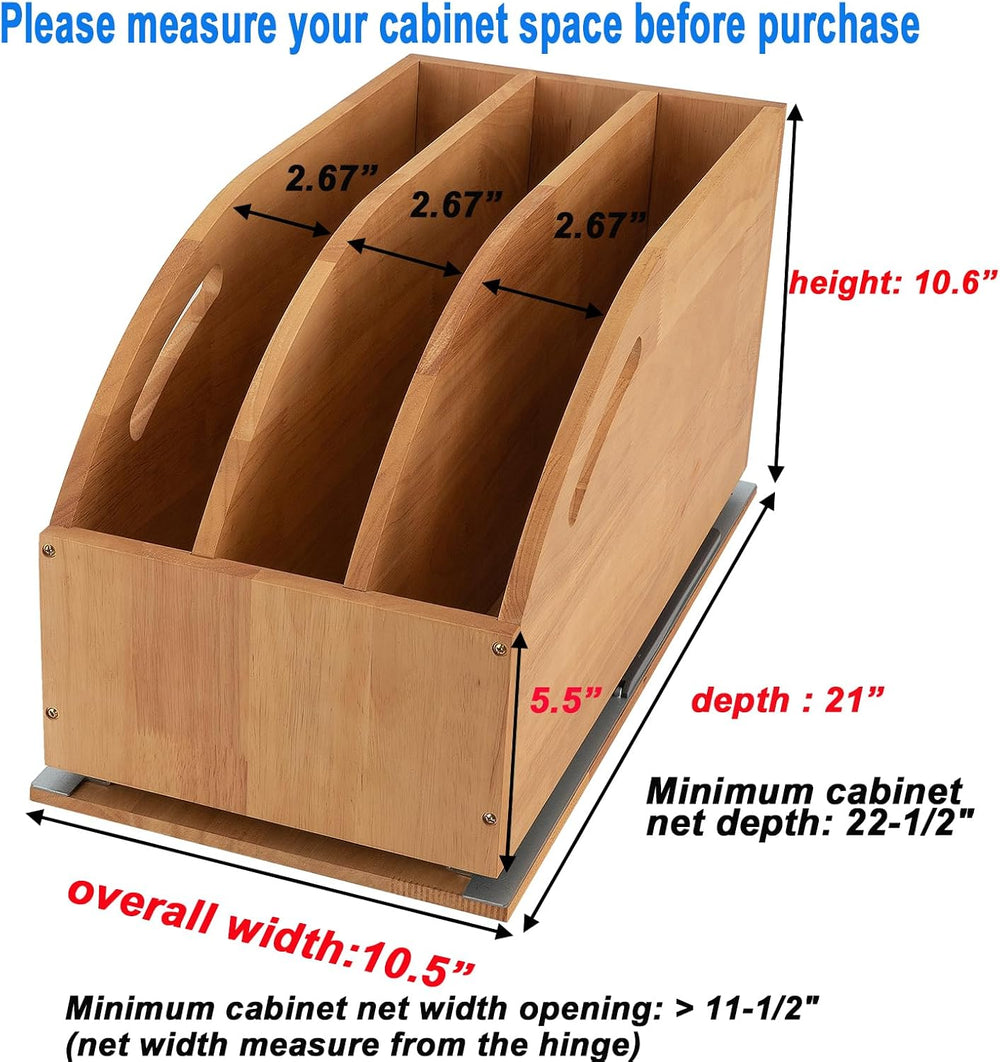 DINDON Pull Out Cabinet Organizer for Pans, Pot lid, Cookie Sheet, Cutting Bo...