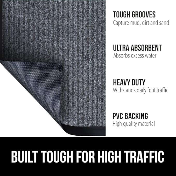 GORILLA GRIP Traffic Guard Door Mat, Heavy Duty Welcome Mats, Commercial Office - Image 2