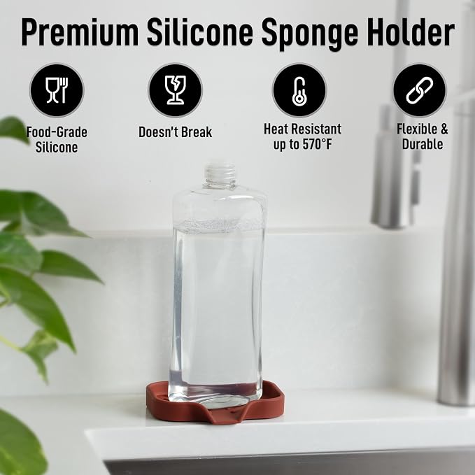 Zulay Kitchen Small Silicone Sponge Holder – Space-Saving Sink Organizer Tray - Image 2