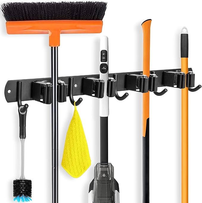 IMILLET Broom and Mop Holder Wall Mounted, Stainless Steel Broom Organizer by IMILLET