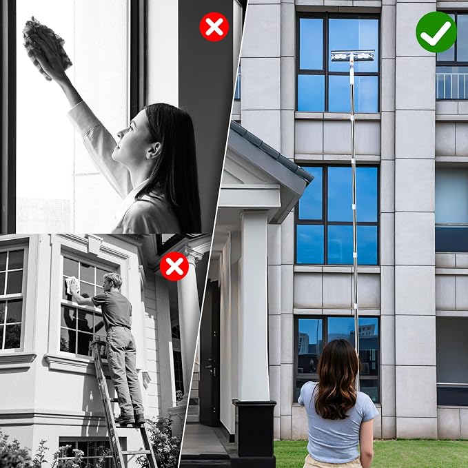 funest 126‘’ Squeegee for Window Cleaning, 2-in-1 Window Cleaner Tool - Image 3