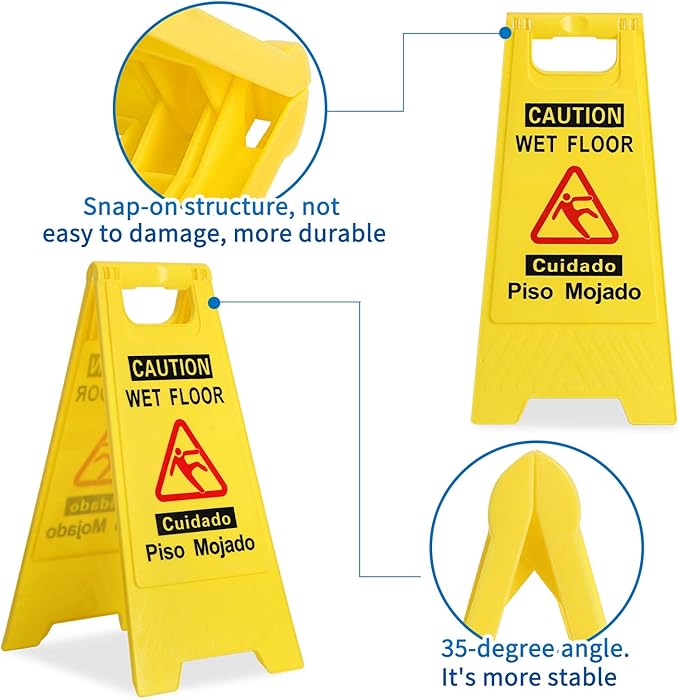 CERLMLAND wet floor signs 6 piece double-sided sign Widely used in various - Image 3