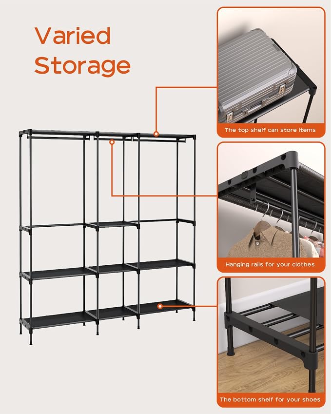 Clothes Rack, Portable Closet, 71.7 Inch Large Capacity Wardrobe Closet - Image 6
