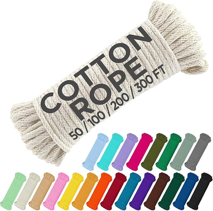 TECEUM Cotton Rope 3/16” – 200 FT – Strong All-Purpose Braided Rope – Natural by TECEUM