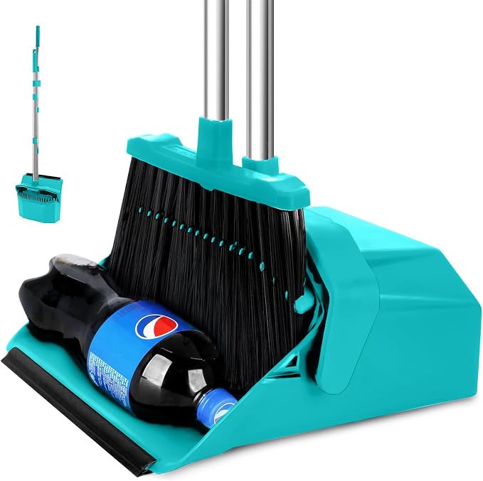 Upgrade Broom with Dustpan Combo Set, Broom and Dustpan Set with 51'' Long by Tiumso