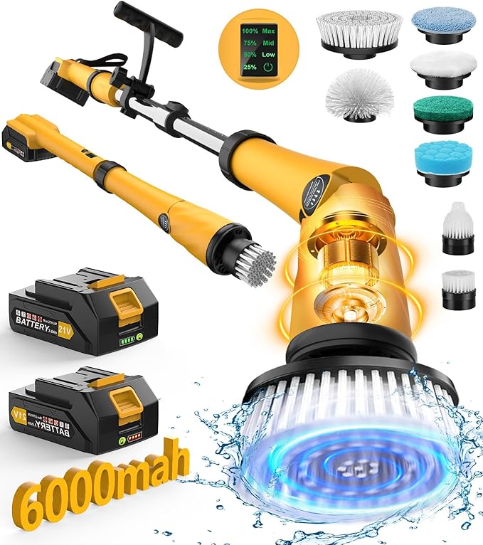 Qimedo Electric Spin Scrubber Extra Large Brush Q3, 6000 mAh Best Battery Power by qimedo