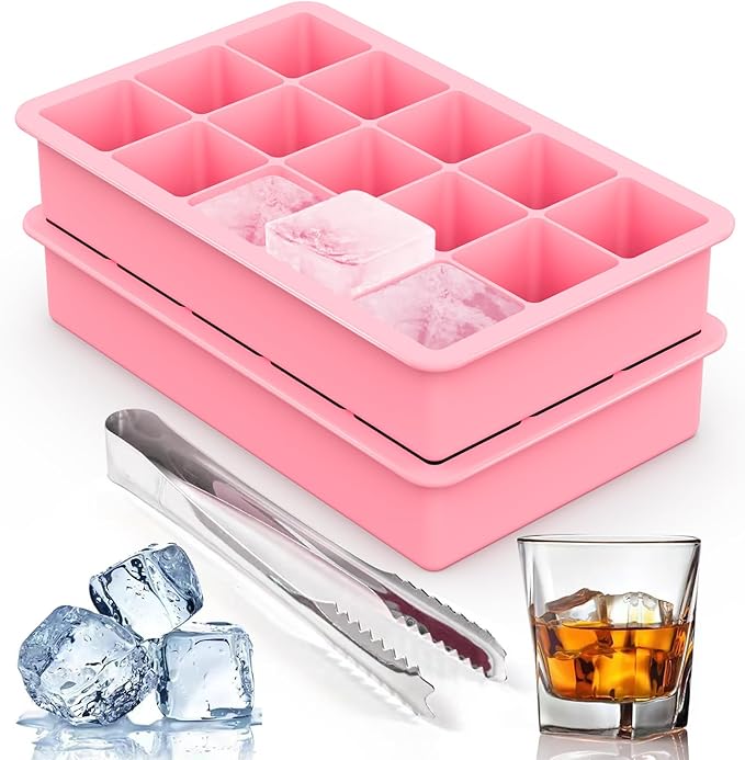 Silicone Ice Cube Trays for Freezer Set of 2- Square Ice Cubes Mold-Easy by ZDPMK