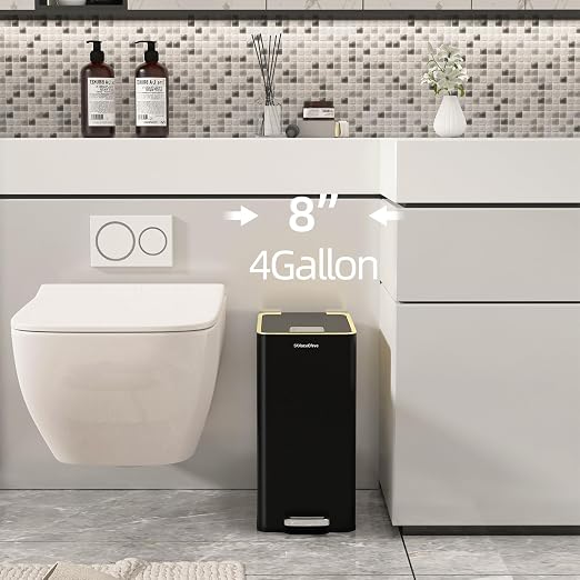 Stainless Steel Trash Can with Soft Close Lid, 15 Liter/4 Gallon Garbage Can - Image 2