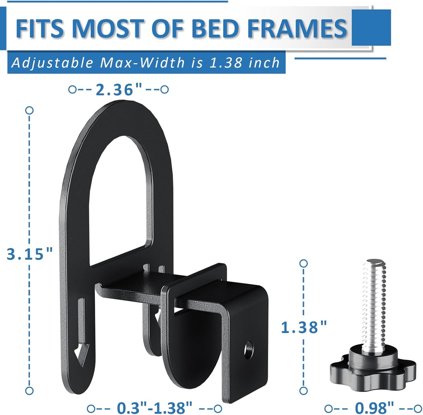 6 Pcs Non-Slip Mattress Grippers for Metal Bed Frame, Heavy Duty Mattress Gaskets, Keep Mattress from Sliding, Adjustable Anti-Slide Brackets, Black