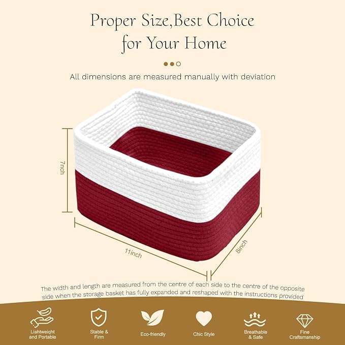 Hopegiver Woven Storage Baskets 11x8x7 Inch, 3 Pack Collapsible Cube Storage Bin - Image 8