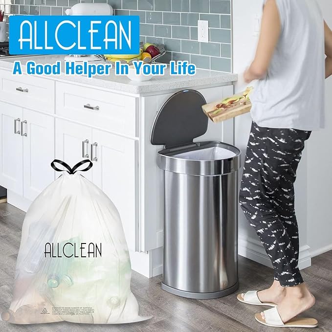 Trash Bags 15 Gallon Tall Kitchen Drawstring Garbage Bags, Fit 13-15 Gal Bins - Image 3