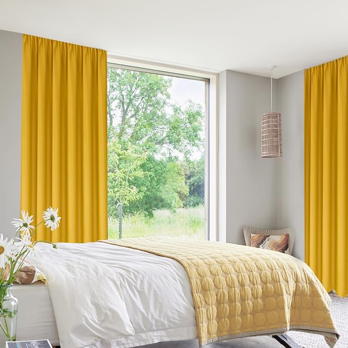 DWCN Yellow Room Darkening Blackout Curtains - Image 2