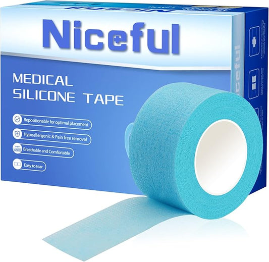 4 Rolls Silicone Sensitive Skin Tape 1"x 4 Yard, Repositionable Medical Tape by Niceful