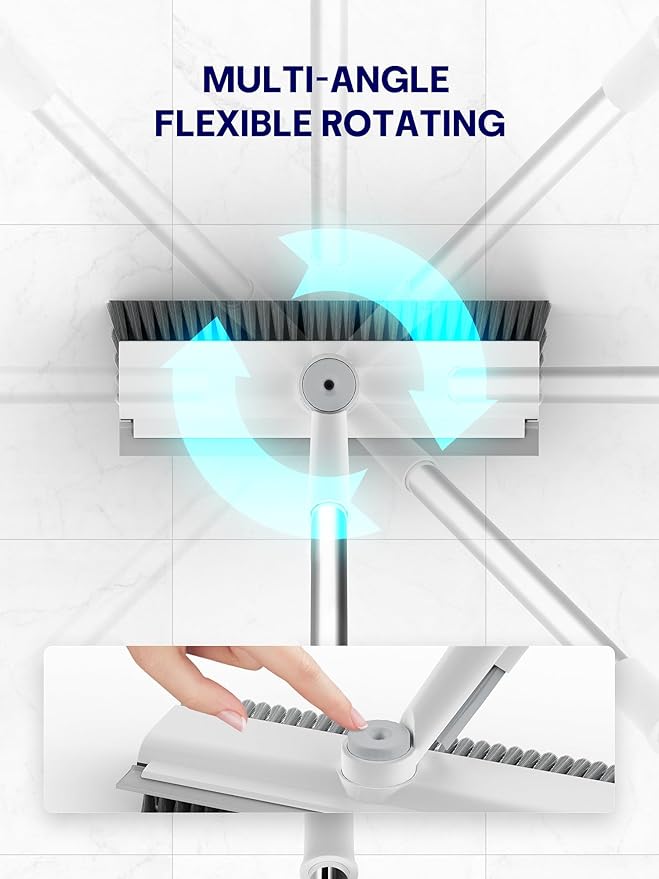 Floor Scrub Brush with Long Handle, 3 in 1 Scrape and Heavy-Duty Stiff Bristle - Image 2