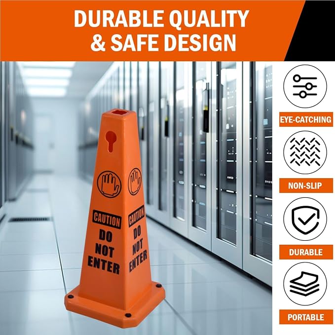 4-Pack 26.5" Caution Cones, 4-Sided Visible Safety Signs - Image 5