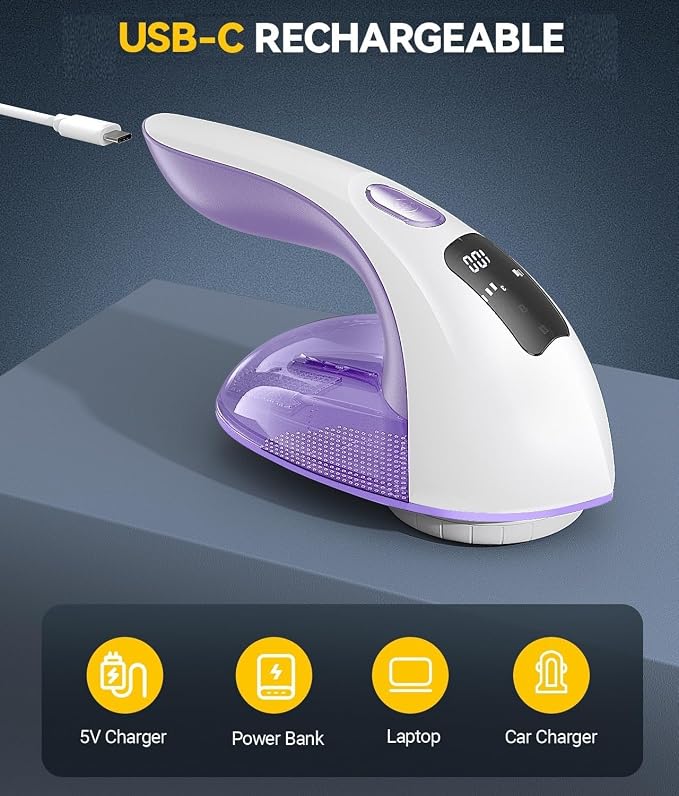 Rechargeable Fabric Shaver and Lint Remover, 3-Speed Adjustable Sweater Shaver - Image 6
