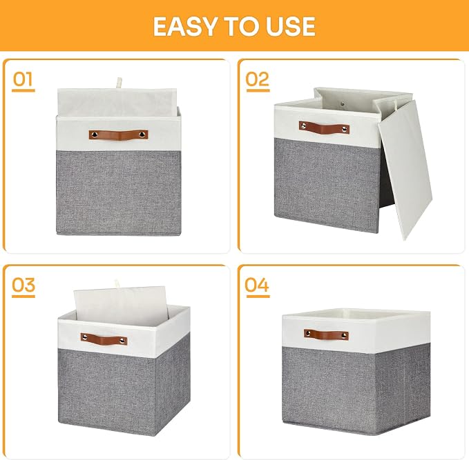 DULLEMELO Storage Cubes 13 inch, Collapsible Sturdy Cube Storage Bins - Image 4