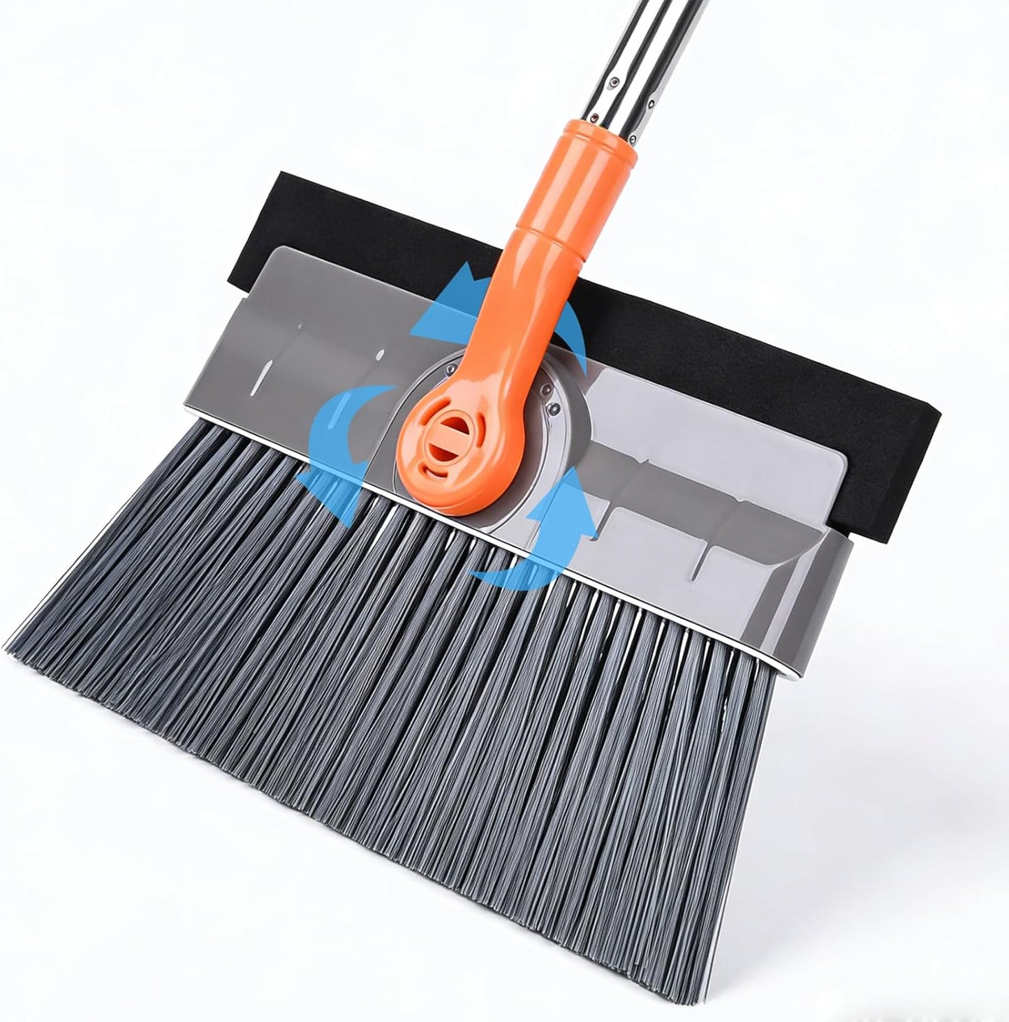 Floor Scrubber, 50 inch Heavy Duty Floor Scrub Brush with Long Handle and Squeegee for Cleaning Tile Wall Deck Bathroom Patio Garage Kitchen, Grey