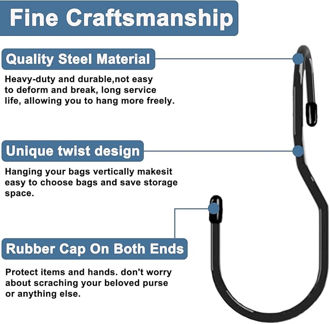 Purse Hanger for Closet, Unique Twist Design Bag Hanger Purse Hooks, 5 inch - Image 6