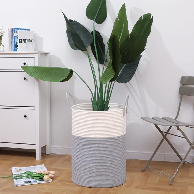 VIPOSCO Large Laundry Hamper, Tall Woven Rope Storage Basket - Image 8