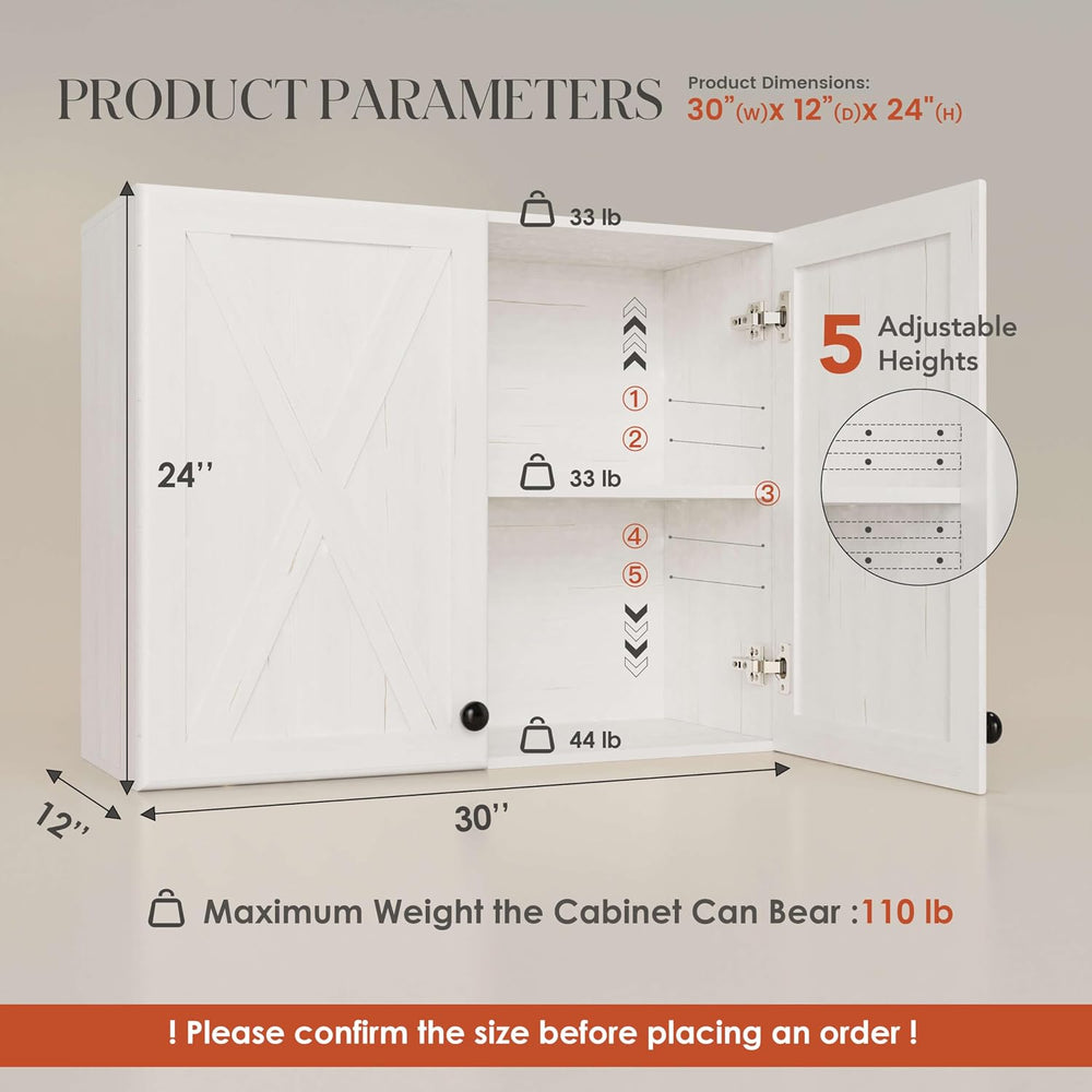 FIMELLO 30’’ Laundry Room Cabinets, Laundry Wall Cabinet Storage, Barn Door K...