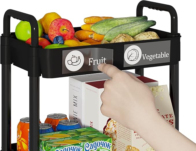 Laiensia 3-Tier Kitchen Storage Cart, Mobile Shelving Unit Cart - Image 3