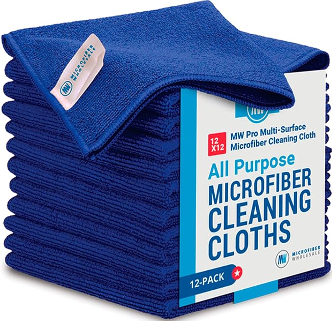 Microfiber Wholesale 12" x 12" MW Pro Multi-Surface Cleaning Cloths Dark Blue by MicrofiberWholesale