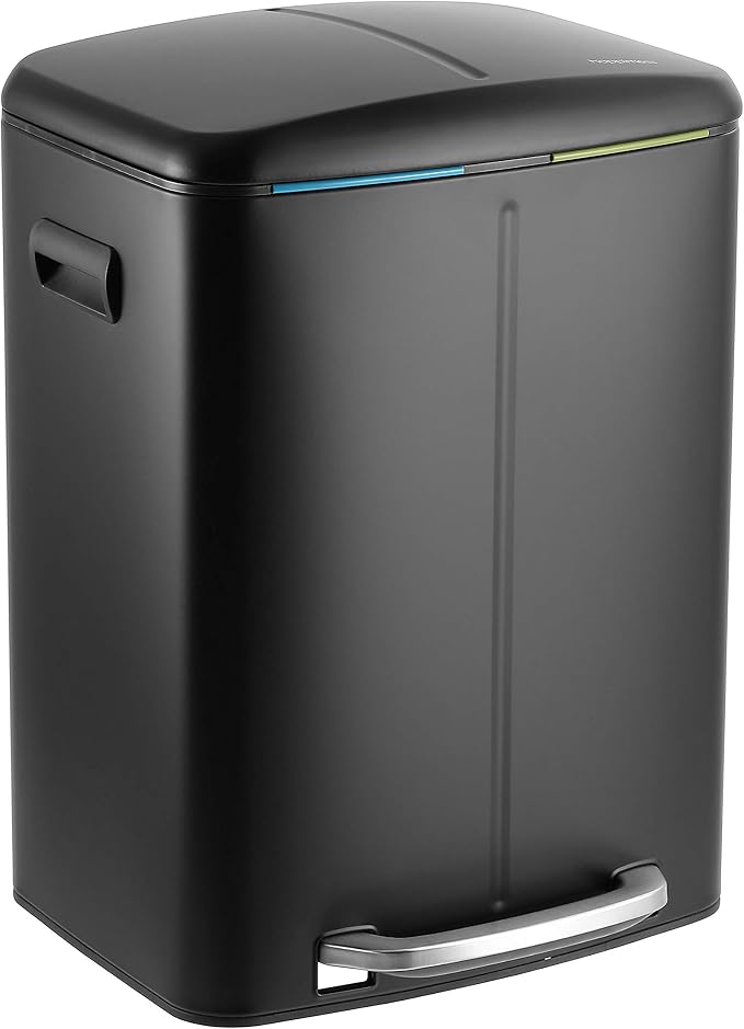 happimess HPM1005B Marco Rectangular 10.6-Gallon Double Bucket Trash Can by Happimess