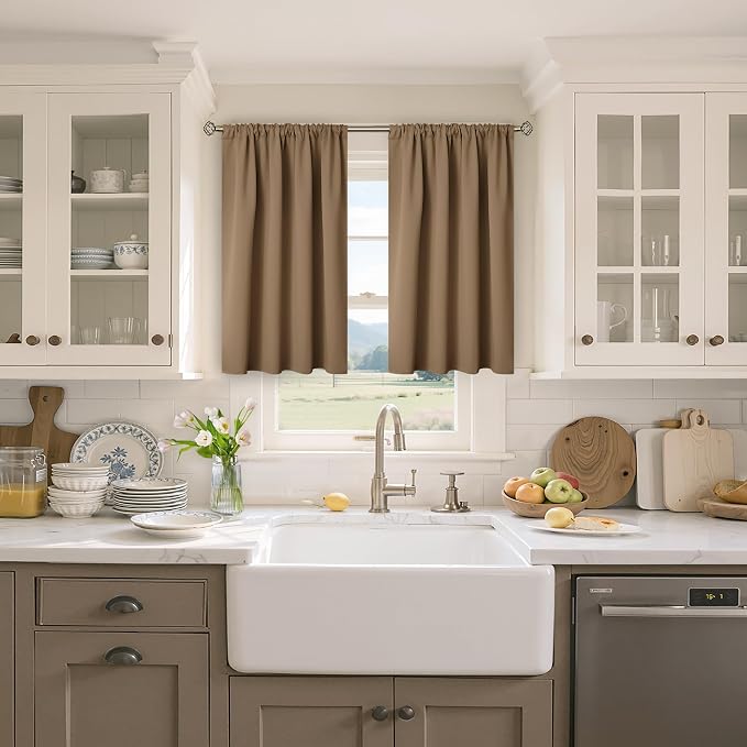 BGment Taupe Blackout Curtains 40 Inches Length - Image 2