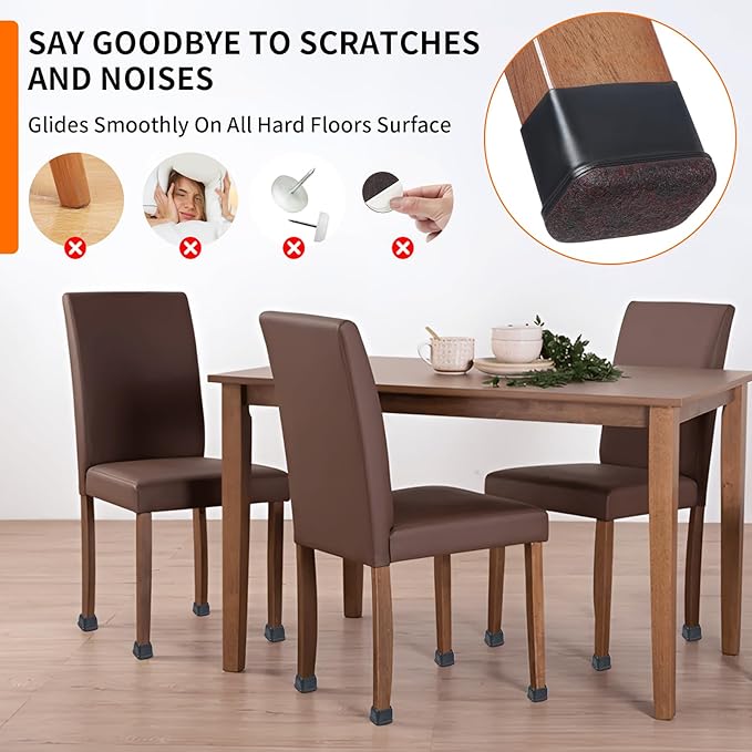 Ezprotekt 16 Pcs Rectangle Black Silicone Chair Leg Floor Protectors, Rectangle - Image 5