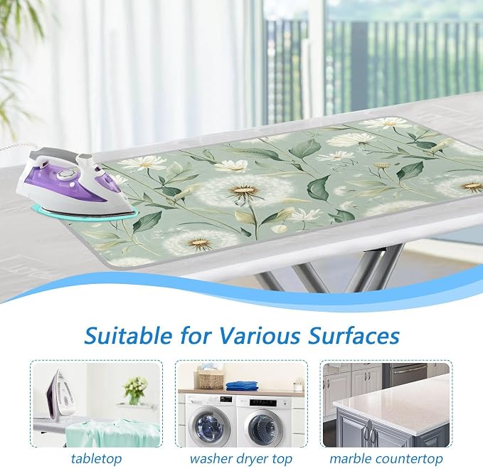 Sage Green Dandelions Flower Ironing Mat - Image 5