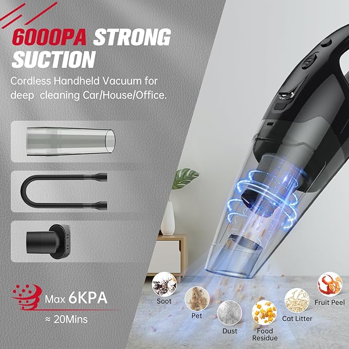 Handheld Vacuum Cordless Rechargeable, 1.65LBs Hand Held Vacuum Cordless - Image 2