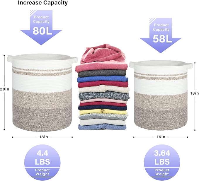 OIAHOMY 58L Laundry Baskets-Laundry Hamper, Storage Basket - Image 3