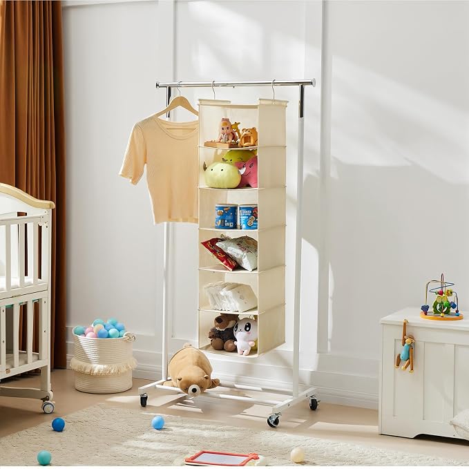 MAX Houser 6 Tier Shelf Hanging Closet Organizer, Cloth Hanging Shelf - Image 6