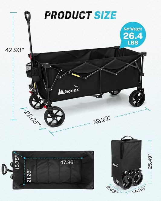 Gonex 48''L Collapsible Foldable Heavy Duty Oversized Wagon - Image 2