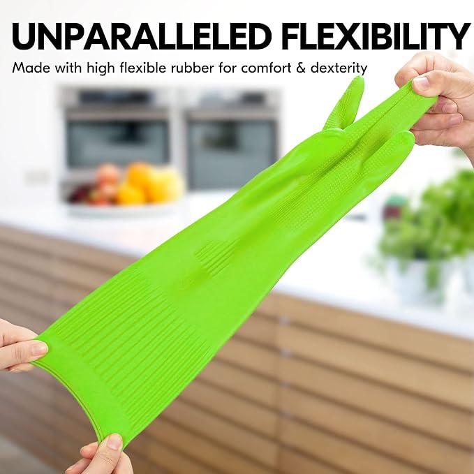 Vgo... 1-Pair Dishwashing Gloves, Reusable Household Gloves, Kitchen Gloves - Image 3