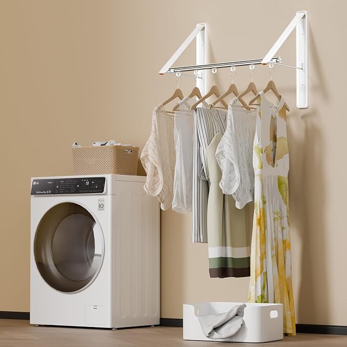 Clothes Drying Rack Retractable, Wall Mounted Clothes Hanger Rack - Image 2