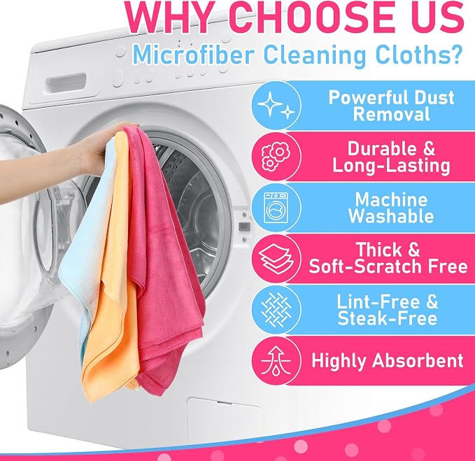 Newwiee 6 Pcs Extra Large Microfiber Cleaning Cloth 30" x 20" Washable Reusable - Image 4