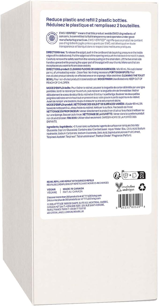 ATTITUDE Floor Cleaner Refill, EWG Verified, Streak-Free, Vegan & Plant-Based - Image 8