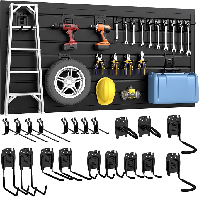 DoCred Slatwall Paneling Organizer, 4x2 FT PVC Garage Slat Wall Storage Systems by DoCred