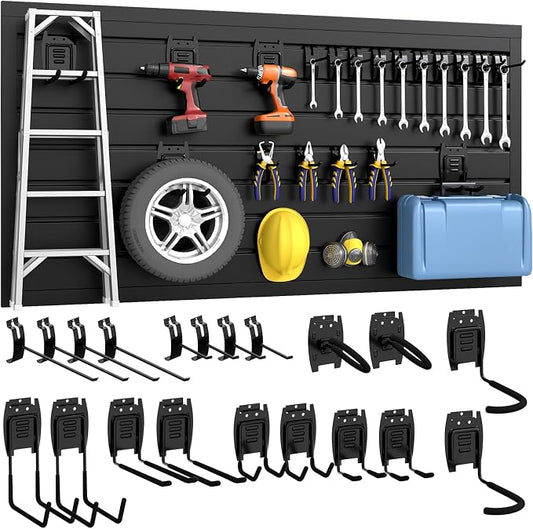 DoCred Slatwall Paneling Organizer, 4x2 FT PVC Garage Slat Wall Storage Systems by DoCred