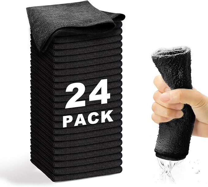 Microfiber Cleaning Cloth-24Pcs Ultra Soft Highly Absorbent Rags by WEAWE