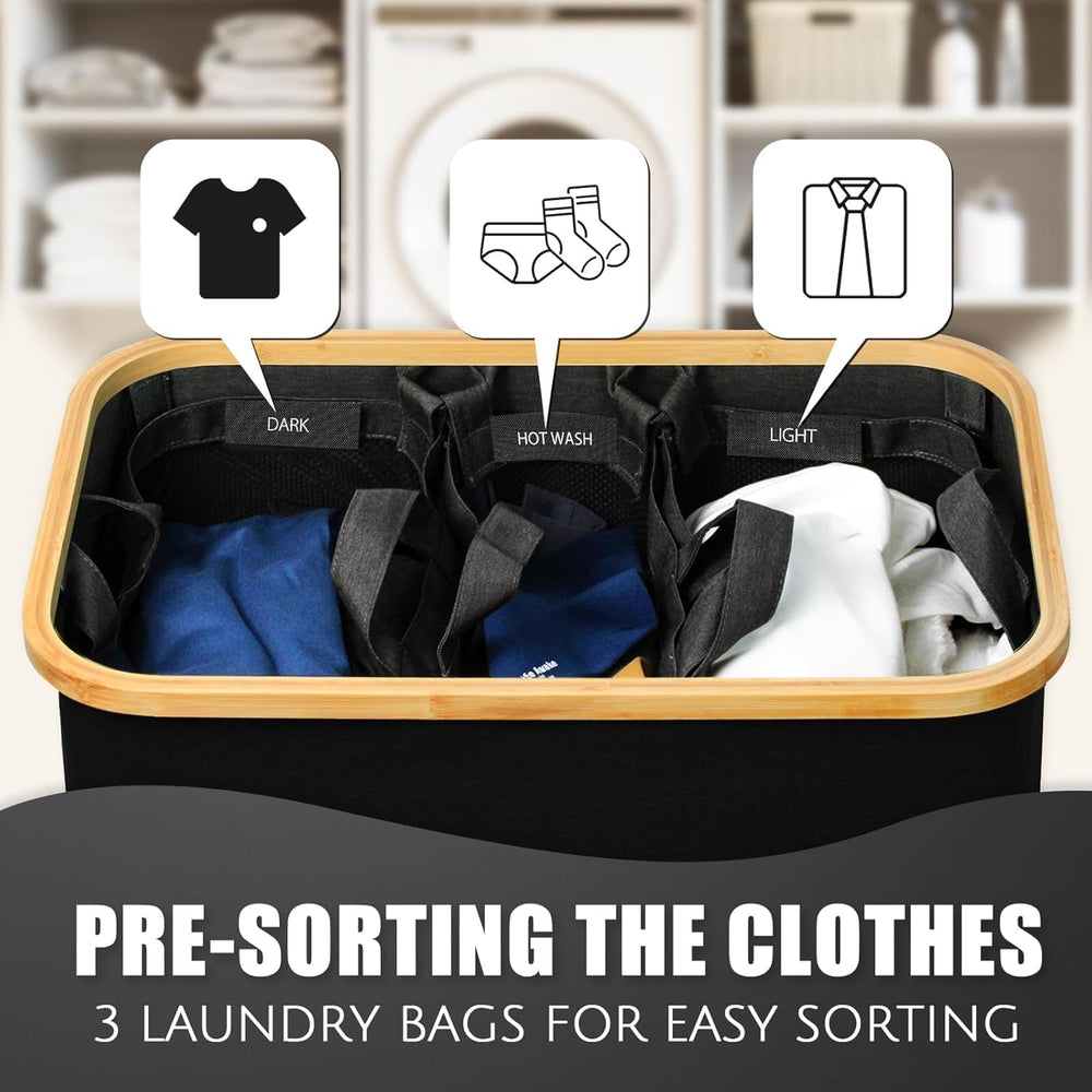 Hampers for Laundry Basket with Lid, 160L Large Laundry Hamper 3 Section