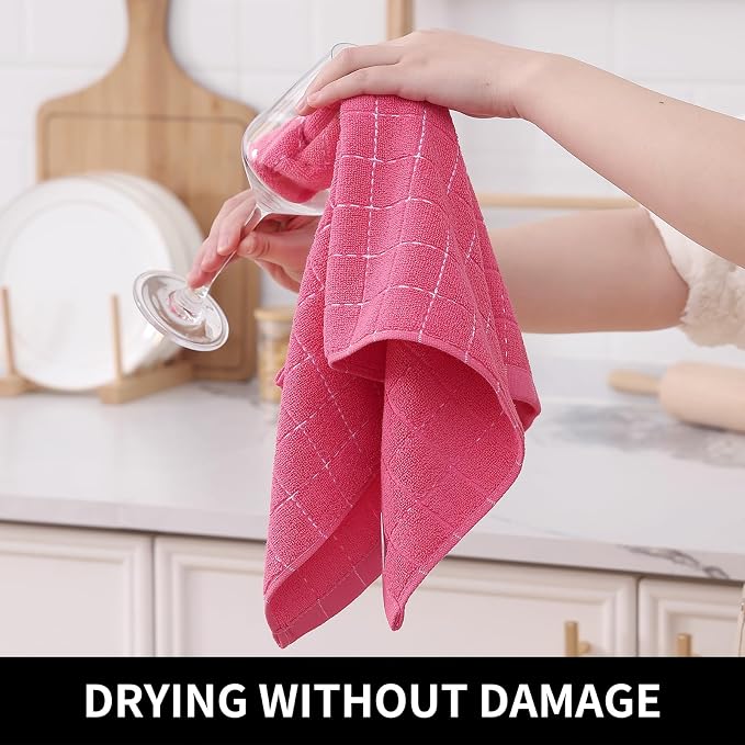 Homaxy 100% Cotton Terry Kitchen Towels, Checkered Designed, Soft and Super - Image 4