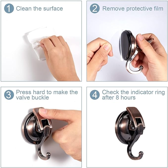 Suction Cup Hooks for Shower, Glass Door, Tile – Loofah, Bath Robe Hook Holder - Image 4